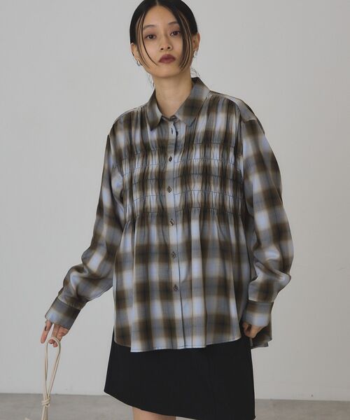 AMERICAN HOLIC(アメリカンホリック)の「【イージーケア】チェックシャーリングシャツ(シャツ/ブラウス・レディース・ダークグリーン/ブラック/ブラウン・L/M)」の13枚目の写真