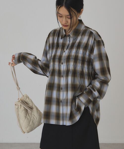 AMERICAN HOLIC(アメリカンホリック)の「【イージーケア】チェックシャーリングシャツ(シャツ/ブラウス・レディース・ダークグリーン/ブラック/ブラウン・L/M)」の14枚目の写真