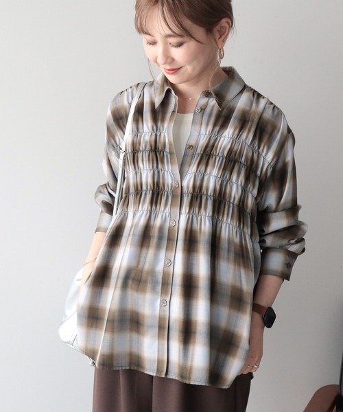 AMERICAN HOLIC(アメリカンホリック)の「【イージーケア】チェックシャーリングシャツ(シャツ/ブラウス・レディース・ダークグリーン/ブラック/ブラウン・L/M)」の1枚目の写真
