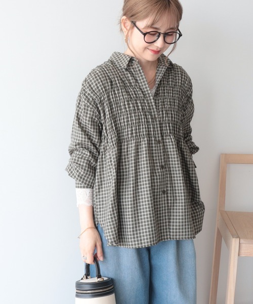 AMERICAN HOLIC(アメリカンホリック)の「【イージーケア】チェックシャーリングシャツ(シャツ/ブラウス・レディース・ダークグリーン/ブラック/ブラウン・L/M)」の3枚目の写真