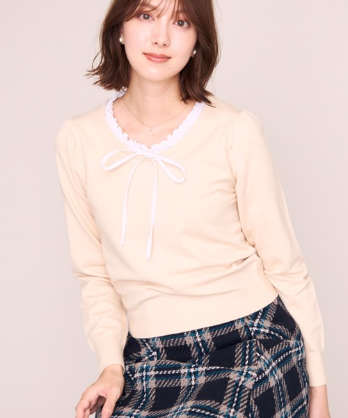 MISCH MASCH(ミッシュマッシュ)の「2026秋冬新作 ギャザーフリルカラーニット(ニット/セーター・レディース・ブラック/イエロー/ワイン・フリ-)」の20枚目の写真