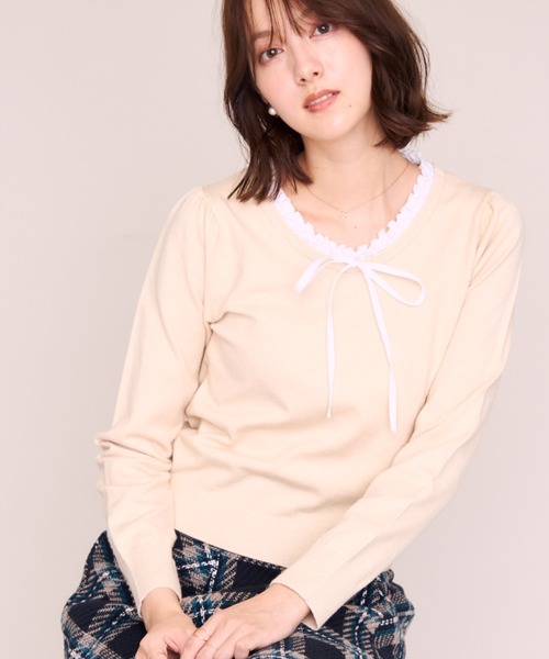 MISCH MASCH(ミッシュマッシュ)の「2026秋冬新作 ギャザーフリルカラーニット(ニット/セーター・レディース・ブラック/イエロー/ワイン・フリ-)」の21枚目の写真