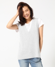 GLOBAL WORK | Vネックリブニットベスト/712422(ベスト)