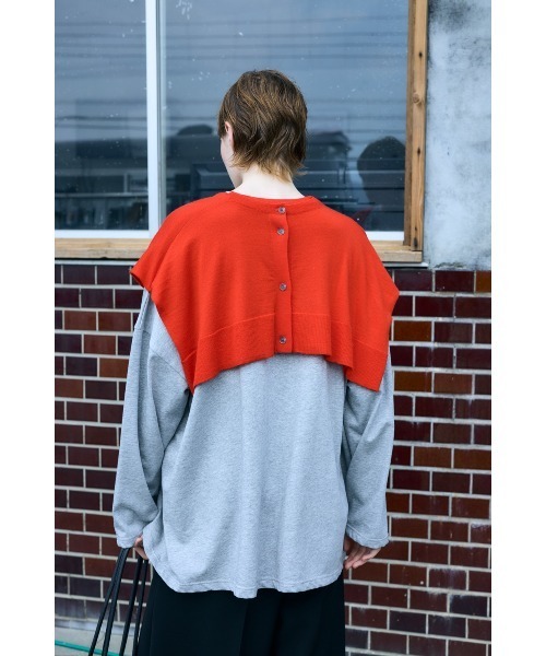 ENFOLD(エンフォルド)の「KNIT CAPE LONG-SLEEVES T-SHIRT(Tシャツ/カットソー・レディース・ホワイト/杢グレー・38)」の6枚目の写真