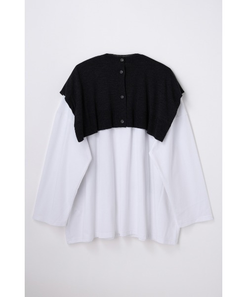ENFOLD(エンフォルド)の「KNIT CAPE LONG-SLEEVES T-SHIRT(Tシャツ/カットソー・レディース・ホワイト/杢グレー・38)」の9枚目の写真