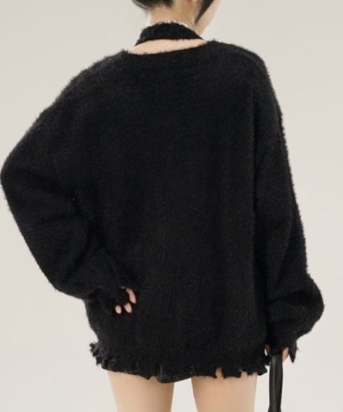 AVYL(アヴィル)の「ホルターネック付リボンバタフライ柄シャギーダメージニット(ニット/セーター・レディース・ホワイト/グリーン/ブラック・M)」の20枚目の写真