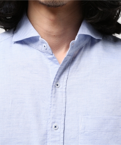 MEN'S BIGI(メンズビギ)の「7分袖ドビーシャンブレーシャツ/JAPAN MADE(シャツ/ブラウス・メンズ・サックスブルー/ベージュ/ネイビー/ホワイト/ピンク・L/M/S)」の10枚目の写真