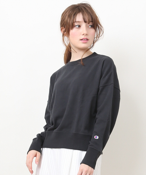 Champion(チャンピオン)の「【Champion別注】クルーネックSWEAT SHIRT(スウェット・レディース・ブラック/ホワイト/グレー・FREE)」の1枚目の写真