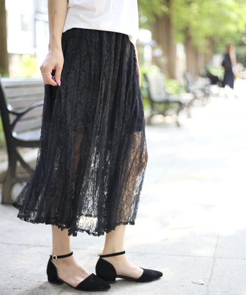 Denime(ドゥニーム)の「【WEB限定】2WAYレーススカート(スカート・レディース・ブラック/オフホワイト・FREE)」の2枚目の写真