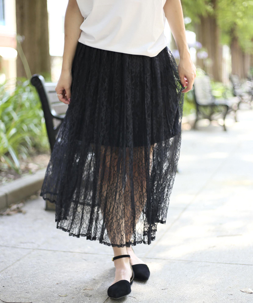 Denime(ドゥニーム)の「【WEB限定】2WAYレーススカート(スカート・レディース・ブラック/オフホワイト・FREE)」の3枚目の写真