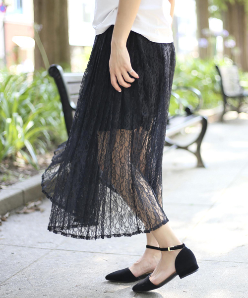 Denime(ドゥニーム)の「【WEB限定】2WAYレーススカート(スカート・レディース・ブラック/オフホワイト・FREE)」の4枚目の写真