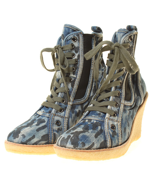 HYSTERIC GLAMOUR(ヒステリックグラマー)の「SKULL DALMATIAN総柄DENIM WEDGEスニーカー(スニーカー・レディース・ブルー系その他/ブラック・23.5cm/24.5cm)」の1枚目の写真