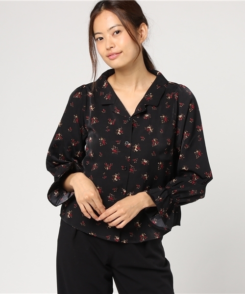 Honeys（ハニーズ）の「開襟ブラウス（シャツ/ブラウス・レディース・ブラック系その他/オフホワイト/ブルー系その他/レッド系その他・L/M）」の3枚目の写真