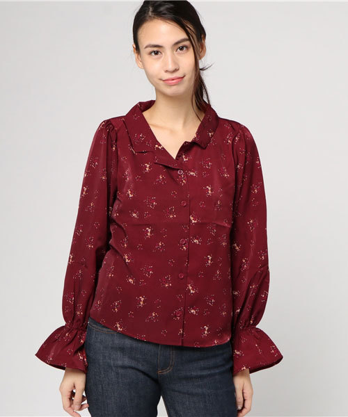 Honeys（ハニーズ）の「開襟ブラウス（シャツ/ブラウス・レディース・ブラック系その他/オフホワイト/ブルー系その他/レッド系その他・L/M）」の4枚目の写真