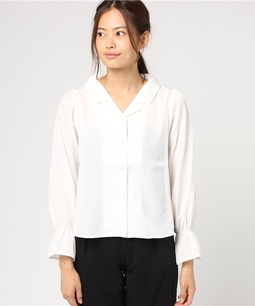 Honeys（ハニーズ）の「開襟ブラウス（シャツ/ブラウス・レディース・ブラック系その他/オフホワイト/ブルー系その他/レッド系その他・L/M）」の8枚目の写真