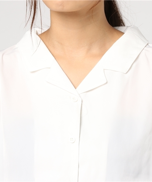 Honeys（ハニーズ）の「開襟ブラウス（シャツ/ブラウス・レディース・ブラック系その他/オフホワイト/ブルー系その他/レッド系その他・L/M）」の6枚目の写真