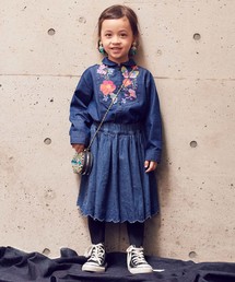 起毛デニム刺繍スカート