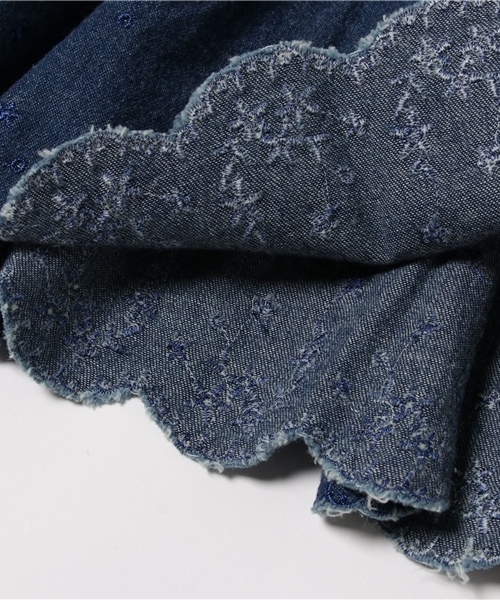 RUGGEDWORKS（ラゲッドワークス）の「起毛デニム刺繍スカート（デニムスカート・キッズ・インディゴブルー・90cm/110cm/100cm/120cm/130cm/140cm）」の2枚目の写真
