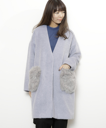 RAY CASSIN | ファーポケット付きノーカラーコート(その他アウター)