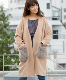 RAY CASSIN（レイカズン）の「ファーポケット付きノーカラーコート