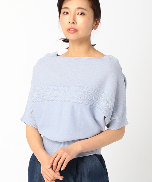 COMME CA ISM(コムサイズム)の「〔ONIGIRI〕パステルカラー 2WAYドルマンニット(ニット/セーター)」|サックスブルー