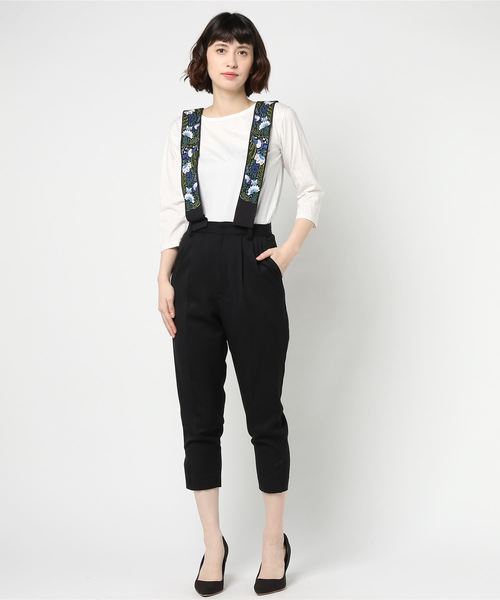 LOKITHO（ロキト）の「【LOKITHO】Embroidery suspenders Slim pants（その他パンツ・レディース・ブラック/グリーン・1）」の5枚目の写真
