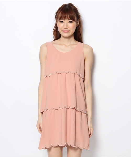 Ray BEAMS（レイビームス）の「○Ray BEAMS / パールビーズスカラ ワンピース（ワンピース・レディース・ブラック/ピンク・0/1）」の3枚目の写真