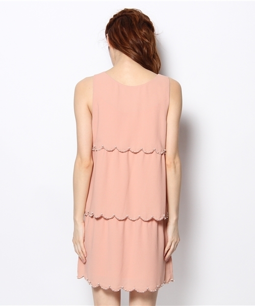 Ray BEAMS（レイビームス）の「○Ray BEAMS / パールビーズスカラ ワンピース（ワンピース・レディース・ブラック/ピンク・0/1）」の5枚目の写真