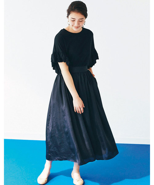 avecmoi（アヴェクモワ）の「ａｖｅｃｍｏｉ　袖フリルＴシャツ（Tシャツ/カットソー・レディース・カーキ/ブラック・SMALL/MEDIUM/LARGE/X-LARGE）」の6枚目の写真