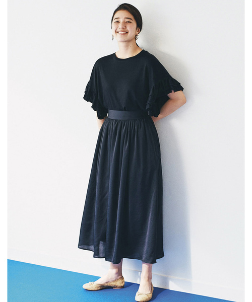 avecmoi（アヴェクモワ）の「ａｖｅｃｍｏｉ　袖フリルＴシャツ（Tシャツ/カットソー・レディース・カーキ/ブラック・SMALL/MEDIUM/LARGE/X-LARGE）」の7枚目の写真