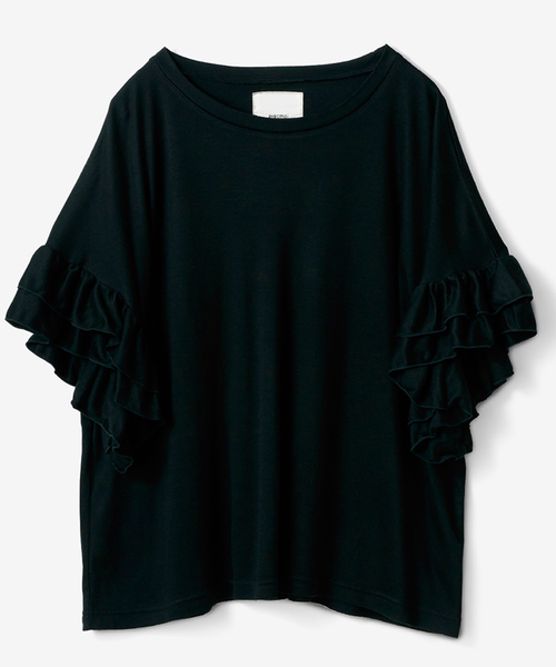 avecmoi（アヴェクモワ）の「ａｖｅｃｍｏｉ　袖フリルＴシャツ（Tシャツ/カットソー・レディース・カーキ/ブラック・SMALL/MEDIUM/LARGE/X-LARGE）」の14枚目の写真