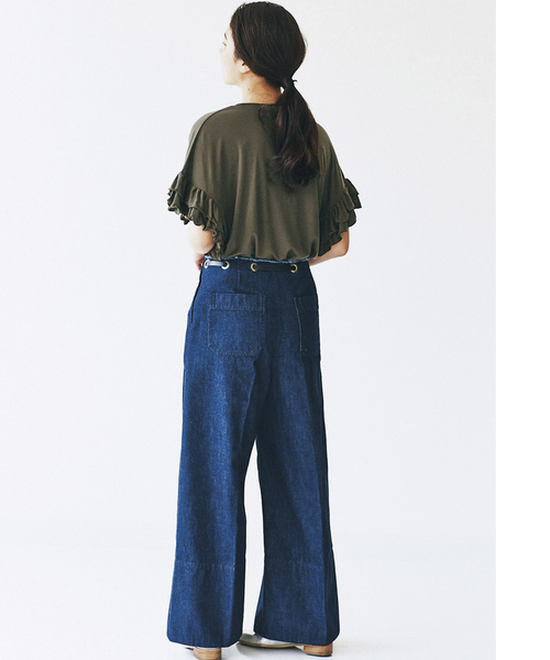 avecmoi（アヴェクモワ）の「ａｖｅｃｍｏｉ　袖フリルＴシャツ（Tシャツ/カットソー・レディース・カーキ/ブラック・SMALL/MEDIUM/LARGE/X-LARGE）」の10枚目の写真