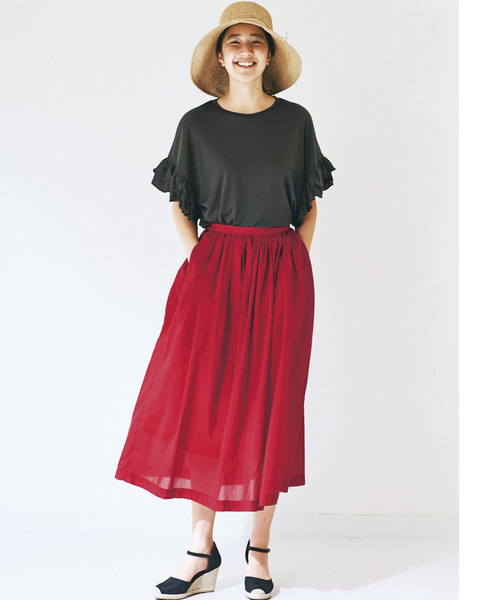 avecmoi（アヴェクモワ）の「ａｖｅｃｍｏｉ　袖フリルＴシャツ（Tシャツ/カットソー・レディース・カーキ/ブラック・SMALL/MEDIUM/LARGE/X-LARGE）」の11枚目の写真