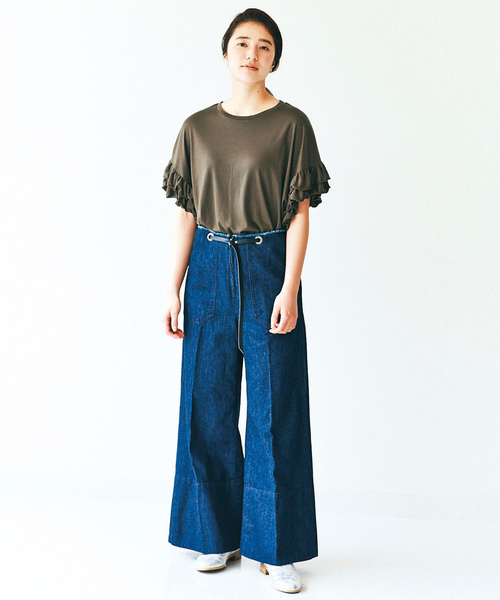 avecmoi（アヴェクモワ）の「ａｖｅｃｍｏｉ　袖フリルＴシャツ（Tシャツ/カットソー・レディース・カーキ/ブラック・SMALL/MEDIUM/LARGE/X-LARGE）」の18枚目の写真