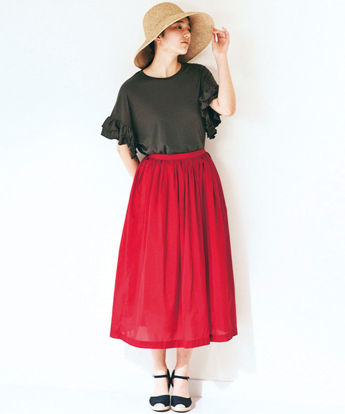 avecmoi（アヴェクモワ）の「ａｖｅｃｍｏｉ　袖フリルＴシャツ（Tシャツ/カットソー・レディース・カーキ/ブラック・SMALL/MEDIUM/LARGE/X-LARGE）」の16枚目の写真