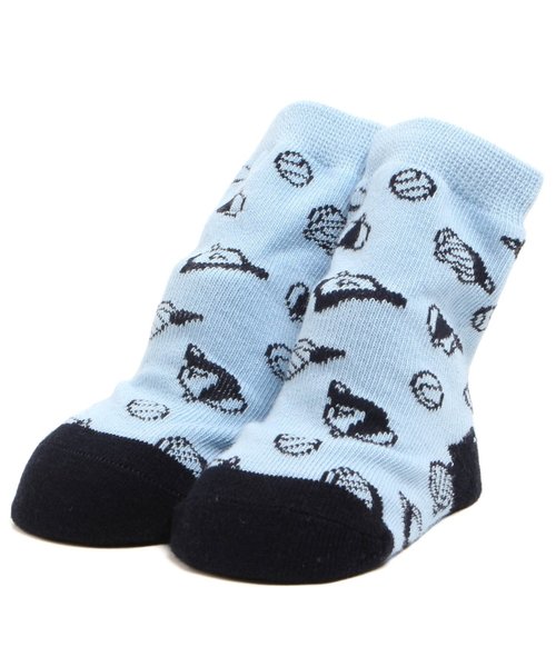 apres les cours(アプレレクール)の「ベースボールソックス(ソックス/靴下・キッズ・オフホワイト/サックスブルー・9/12)」の2枚目の写真