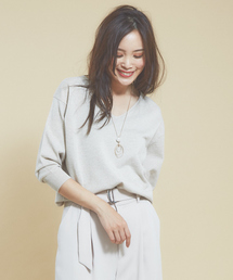 qualite | 〈ITALY〉Vネック7分袖ニットプルオーバー(ニット/セーター)