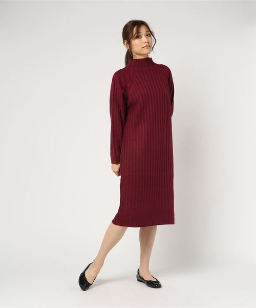 在庫残りわずか Bou Jeloud レディース ニット ワンピース ハイネック ワインレッド 受注発注 Westjordandentistutah Com