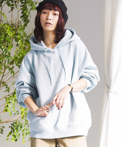 WEGO（ウィゴー）の「WEGO/デイリーカラールーズパーカー（パーカー・レディース・オフホワイト/ピンク/ライム/パープル/杢グレー/ライトイエロー/ベージュ・FREE）」の5枚目の写真