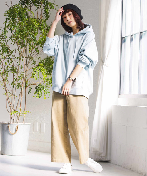 WEGO（ウィゴー）の「WEGO/デイリーカラールーズパーカー（パーカー・レディース・オフホワイト/ピンク/ライム/パープル/杢グレー/ライトイエロー/ベージュ・FREE）」の22枚目の写真