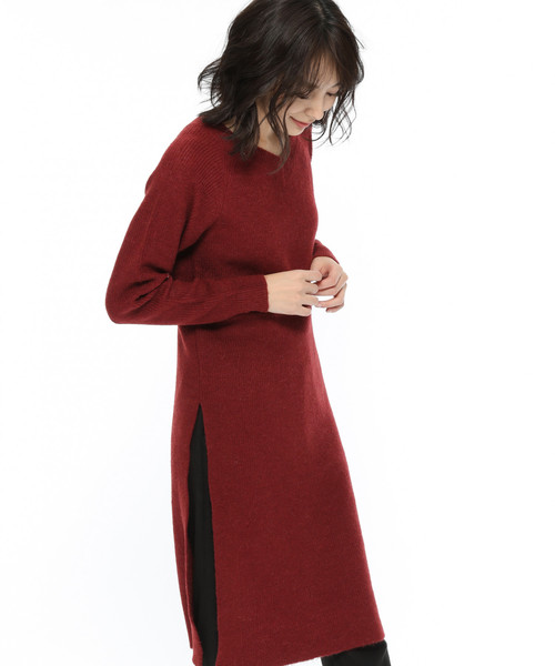 LAKOLE(ラコレ)の「7GアルパカMIXニットワンピース / LAKOLE(ワンピース・レディース・ネイビー/ボルドー・SMALL/MEDIUM)」の13枚目の写真