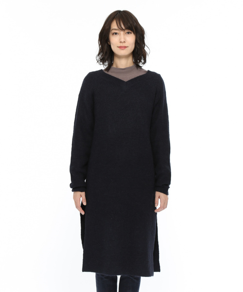 LAKOLE(ラコレ)の「7GアルパカMIXニットワンピース / LAKOLE(ワンピース・レディース・ネイビー/ボルドー・SMALL/MEDIUM)」の9枚目の写真