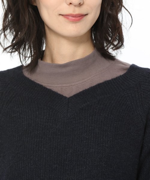 LAKOLE(ラコレ)の「7GアルパカMIXニットワンピース / LAKOLE(ワンピース・レディース・ネイビー/ボルドー・SMALL/MEDIUM)」の5枚目の写真