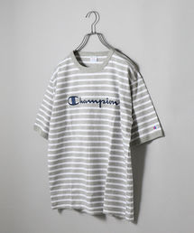 Champion | SHIPS JET BLUE×Champion: 別注  ヘビーウエイト・リラックス エンブロイダリー ロゴボーダーTシャツ(Tシャツ/カットソー)