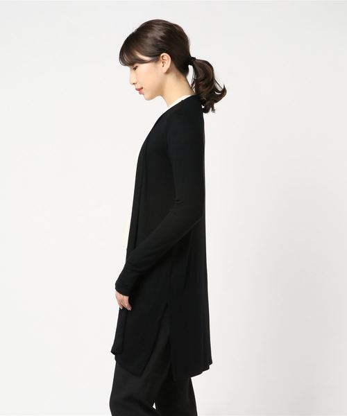 three dots(スリードッツ)の「リュクスリブ オープンカーディガン(カーディガン/ボレロ・レディース・ブラック/ネイビー・SMALL)」の4枚目の写真