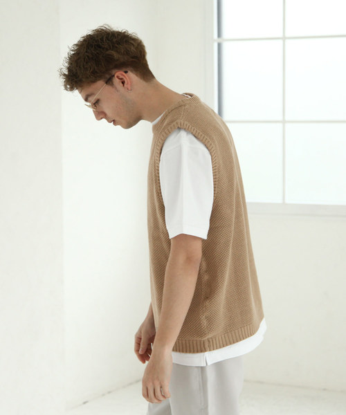 NILWAY(ニルウェイ)の「BIG鹿の子綿ニットベスト(ベスト・メンズ・グレー/ベージュ/ネイビー/ブラック/カーキ・LARGE/X-LARGE/MEDIUM)」の9枚目の写真