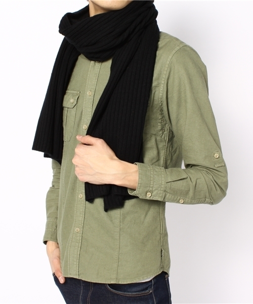 UNITED ARROWS（ユナイテッドアローズ）の「UAS ウールカシミヤ　リブマフラー ◆（マフラー・メンズ・ブラック/グレー/オレンジ/ライトブルー/ネイビー/パープル・フリー）」の7枚目の写真