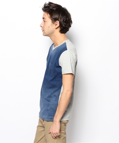 PLST(プラステ)の「Men インディゴコンビ半袖カットソー(Tシャツ/カットソー・メンズ・トップグレー・X-LARGE/SMALL/MEDIUM/LARGE)」の5枚目の写真