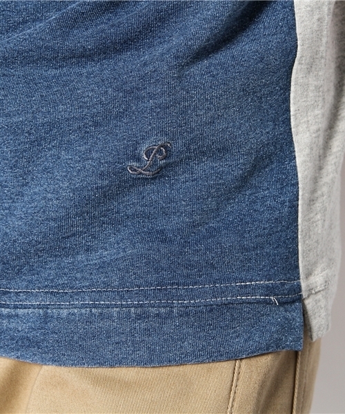 PLST(プラステ)の「Men インディゴコンビ半袖カットソー(Tシャツ/カットソー・メンズ・トップグレー・X-LARGE/SMALL/MEDIUM/LARGE)」の2枚目の写真