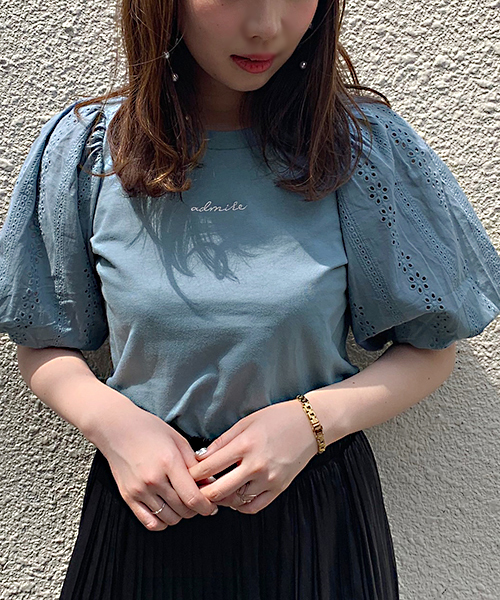 apres jour（アプレジュール）の「袖レースロゴ刺繍Tシャツ【ZOZOTOWN限定アイテム】（Tシャツ/カットソー・レディース・ブラック/オフホワイト/ブルー/オレンジ系その他・フリー）」の14枚目の写真
